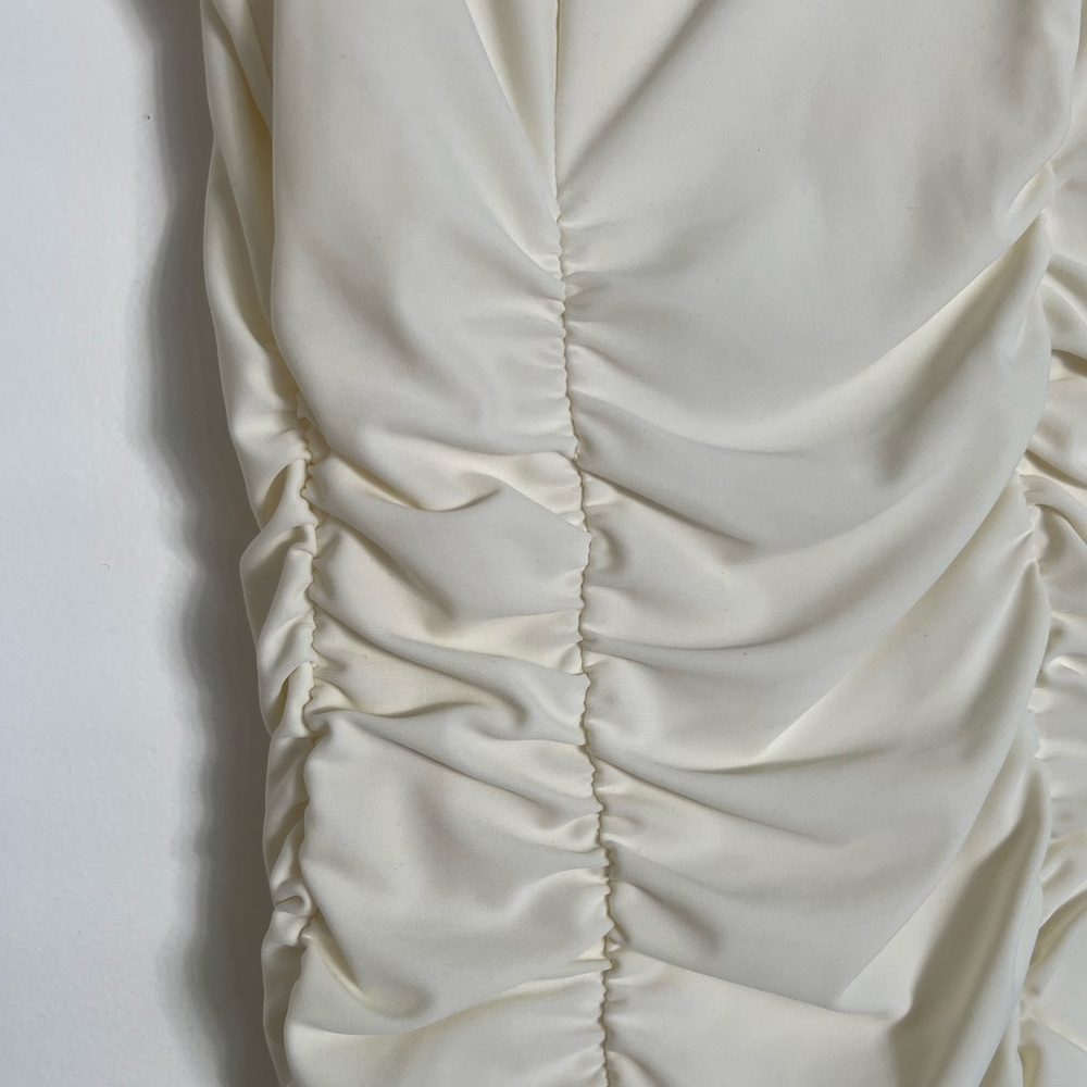 Tiger Mist White Bodycon Rouched Mini Dress - Picture 3 of 4